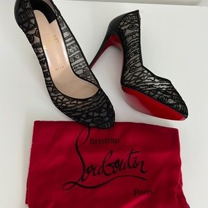 Christian Louboutin black lace pumps size 40